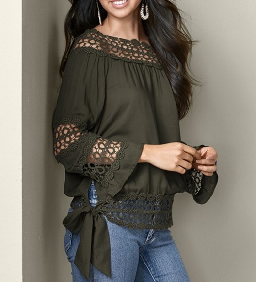 VENUS Tops - Crochet Side Tie Top